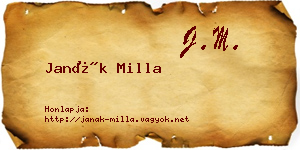 Janák Milla névjegykártya